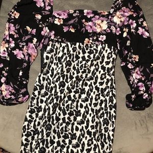 Flower/leopard print nasty gal dress NWT size 6
